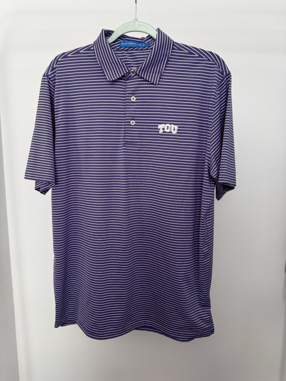 Southern Tide TCU Golf Polo Men's Medium Texas Christian Performance Stripe